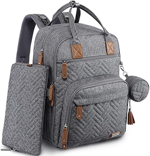 Diaper Bag Backpack, iniuniu Large Baby Bags with Diaper Pouch, Washable Changing Pad, Pacifier Case and Stroller Straps