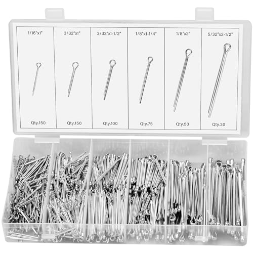OLCANA 25 Pieces Cotter Pin Assortment Kit 5 Size M1.2 -M3.5 Stainless Steel R Hitch Pin Clips for Tractor Truck Tillage Machine, Retaining Pins