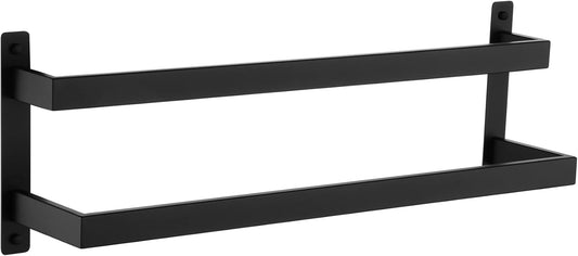 KOKOSIRI Towel Bars Black Bath Towel Holders 20 Inches Bathroom 2-Tiers Ladder Towel Rails Wall Mounted Towels Shelves Rack Stainless Steel, B5008BK-L20