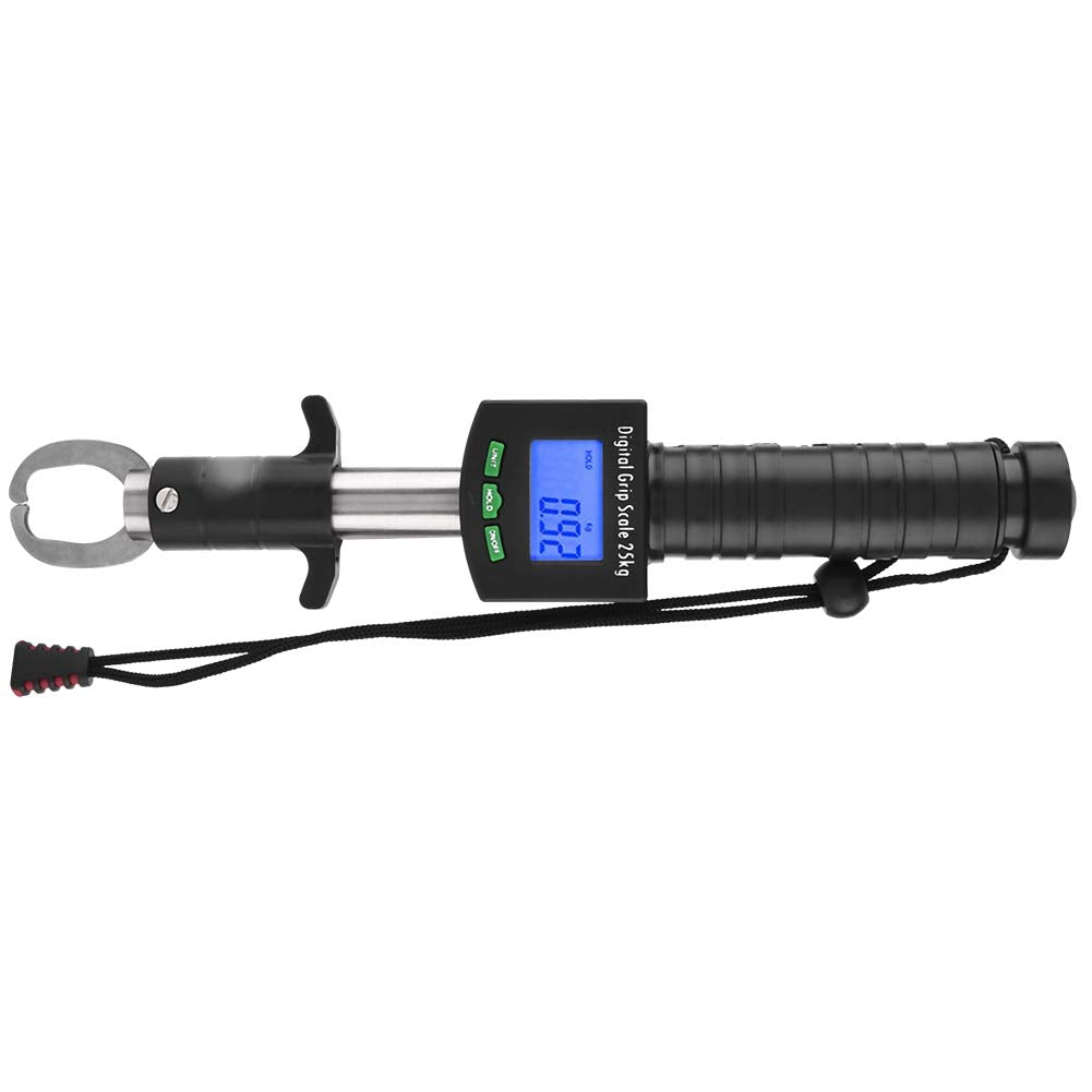 3 in 1 Digital Fish Grip Scale 25Kg/55Lb Fish Lip Gripper Grabber with 1M Tape Measure, Fish Holder Scale, Digital Fish Scale with Tape 50 Black