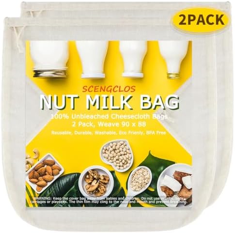 Purilite Select 100% Cotton Nut Milk & Cheesecloth Bags (2 Pack)