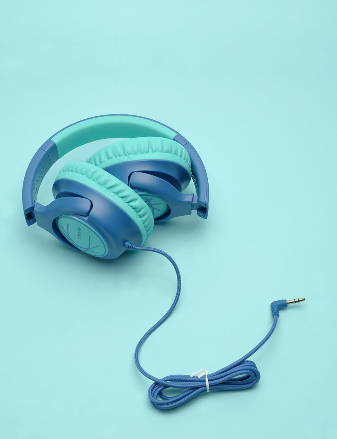 iClever Kids Headphones with Cord, 85dBA Safe Volume Wired Headphones for Kids, Stereo Sound Foldable Adjustable, 3.5mm Jack, Over Ear for School/Boys/Girls/iPad/Tablet/Travel, Blue