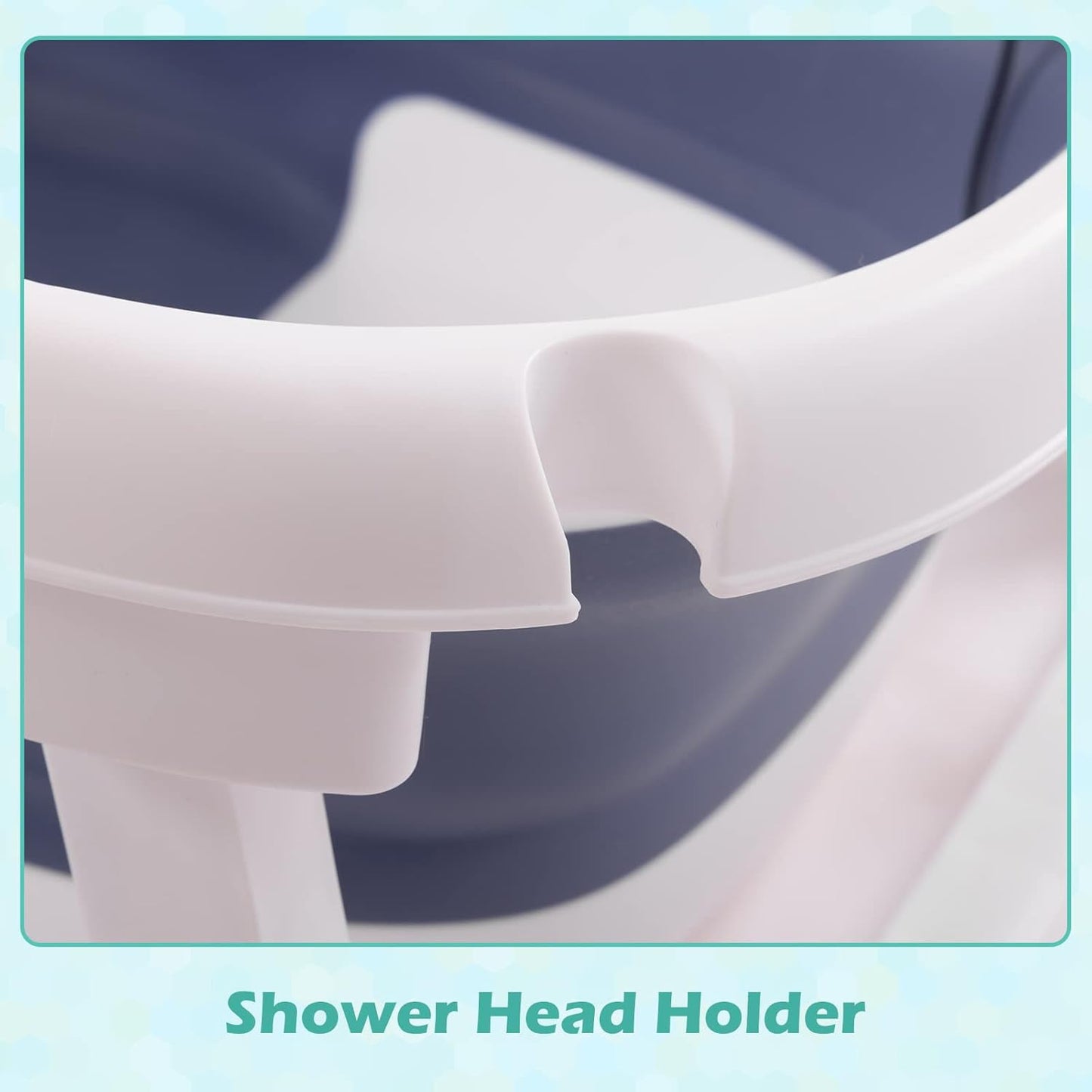 nordmiex Foldable Baby Bathtub for Infants to Toddler,Portable Travel Multifunctional with Drain Hole,Collapsible Newborn 0-36 Month (Blue White+Baby Bath Cushion+Waterproof Ear Cap)