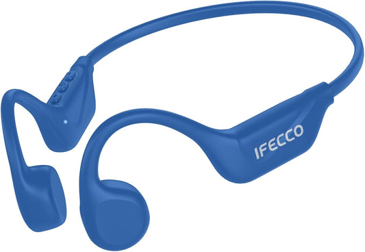 IFECCO Bone Conduction Headphones Bluetooth 5.4 - IPX5 Waterproof Bone Conduction Earbuds,Open Ear Wireless Sport Headphones for Running Workout Cycling (Blue)