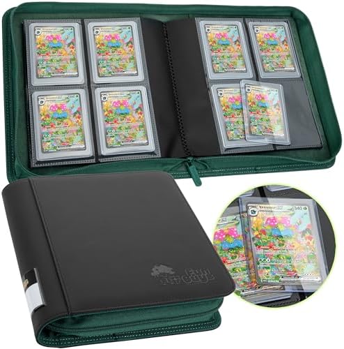 FunGuys Toploader Binder, Trading Card Binder Storage,128 4 Pocket Top Loader Pokemon Binder, Card Collection Yugioh Cards, MTG, TCG, Folders for Trading Cards