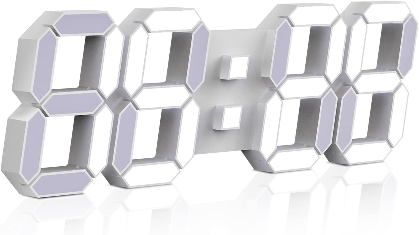 EDUP HOME 3D LED Wall Clock Desk Alarm Clock 7 Colors 9.7" with Remote Control, Digital Alarm Clock Adjustable Brightness Timer 12/24 Hr Time/Date/Temperature for Kid Bedroom/Kitchen/Office
