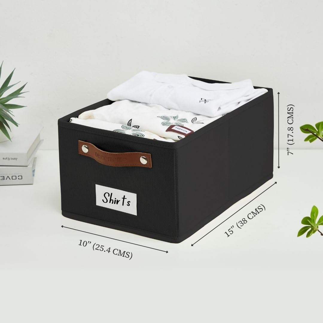 DECOMOMO Cube Storage Bin, Storage Cubes with Labels, Baskets for Shelves Kallax Linen Closet Organizers (Cube 10.5x11"/ 6pcs, Black)