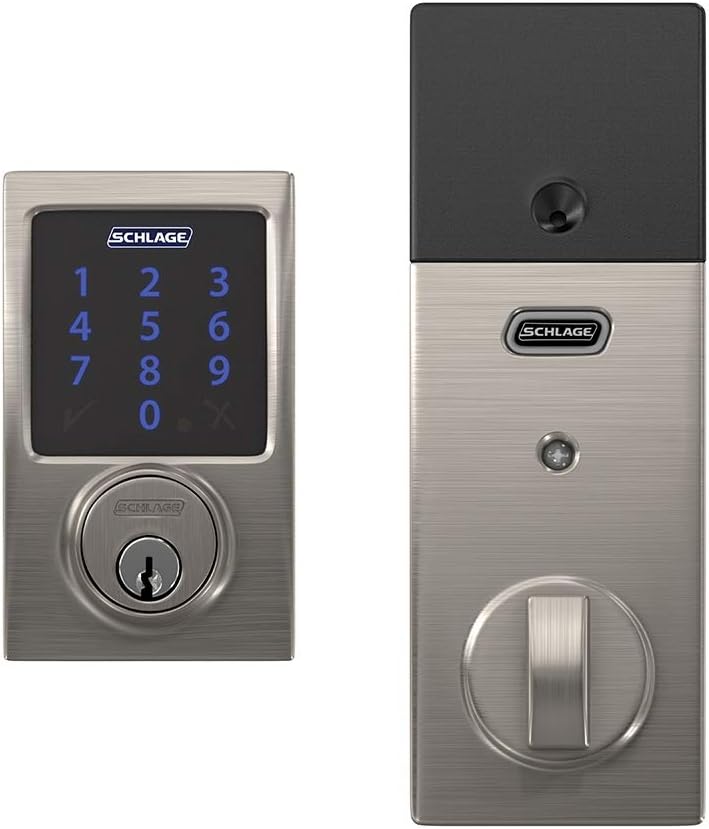 Schlage BE469ZP CEN 622 Connect Smart Deadbolt with Alarm with Century Trim in Matte Black, Z-Wave Plus Enabled