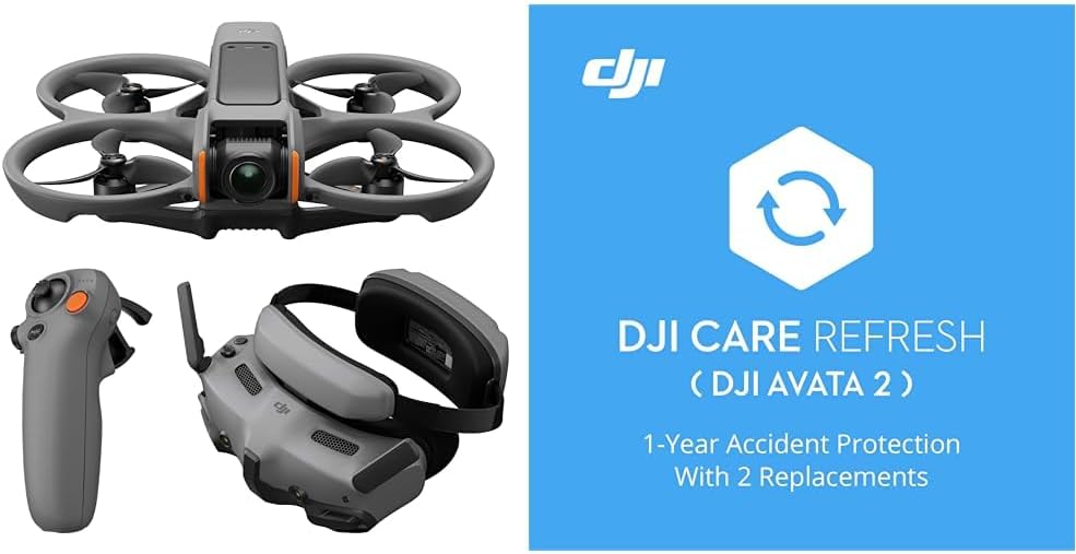 DJI Avata 2 Fly More Combo (3 Batteries), FPV Drones with Camera for Adults 4K, Immersive Experience, One-Push Acrobatics, Built-in Propeller Guard, 155° FOV, Drone Compliant with FAA Remote ID