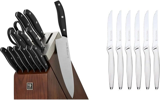 HENCKELS Definition 14 Piece Kitchen Knife Block Set- Professional Cutlery Set, Self Sharpening Knife Block for Chopping, Slicing, Dicing & Cutting - PuriLite