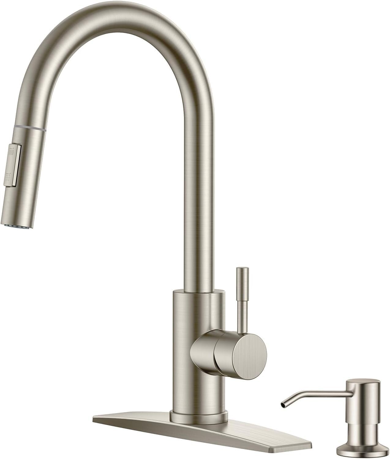 FORIOUS Kitchen Faucet with Pull Down Sprayer, Stainless Steel Single Handle Classic Sink Faucet 1 Or 3 Hole, Dual Function Faucet for Farmhouse, Camper, Laundry, Rv, Bar, Mattle Black