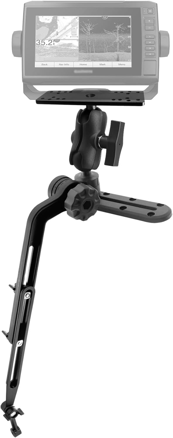 WINDFRD 1.5" Ball Kayak Fish Finder Mount with Transducer Mounting Arm, Marine Electronic Mount Plate with Low Profile Track, Compatible with RAM Mounts, Scotty, Lowrance, Garmin