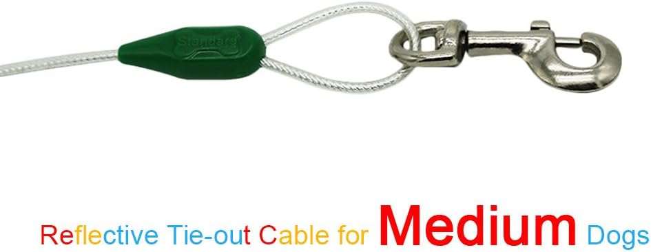 Petest 25ft Reflective Tie-Out Cable for Small Dogs Up to 35 Pounds