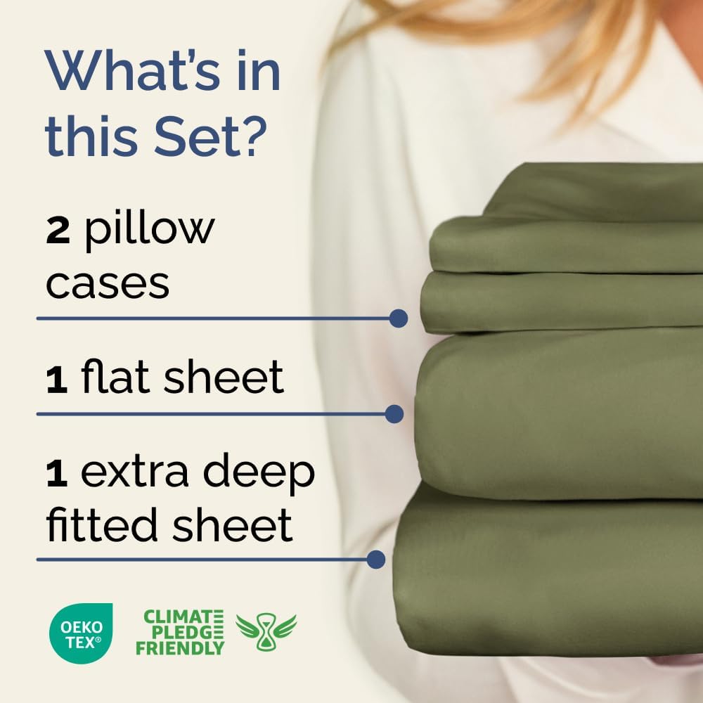 Extra Deep Queen Sheet Set - 6 Piece Breathable & Cooling Sheets - Hotel Luxury Bed Sheets Set - Easy & Secure Fit - Soft, Wrinkle Free & Comfy Sheets Set - White Sheet Set w/Extra Deep Pockets