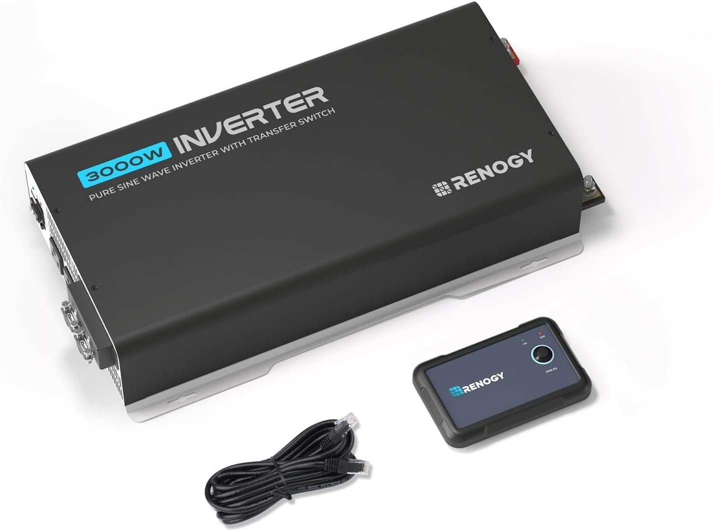 Renogy Pure Sine Wave Inverter 2000W Power Inverter 12V DC to 110V 120V AC Converter, Solar Inverter 12V to 110V 120V Converter with UPS Transfer Switch, Built-in Bluetooth, USB, Remote Controller