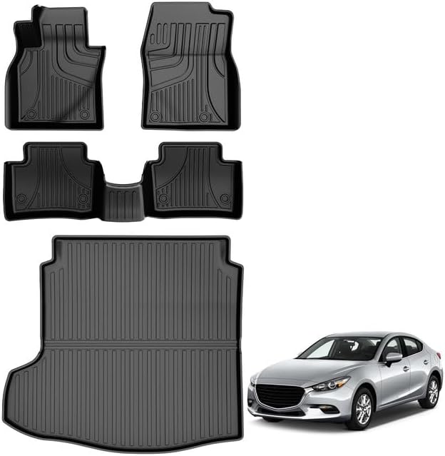 AOMSAZTO Floor Mats & Trunk Mat for 2024 2025 Chevy Equinox EV (Non Fuel),TPE All Weather Protection 2 Rows Car Floor Liners with Cargo Liner for Chevrolet Equinox EV (Non Fuel)