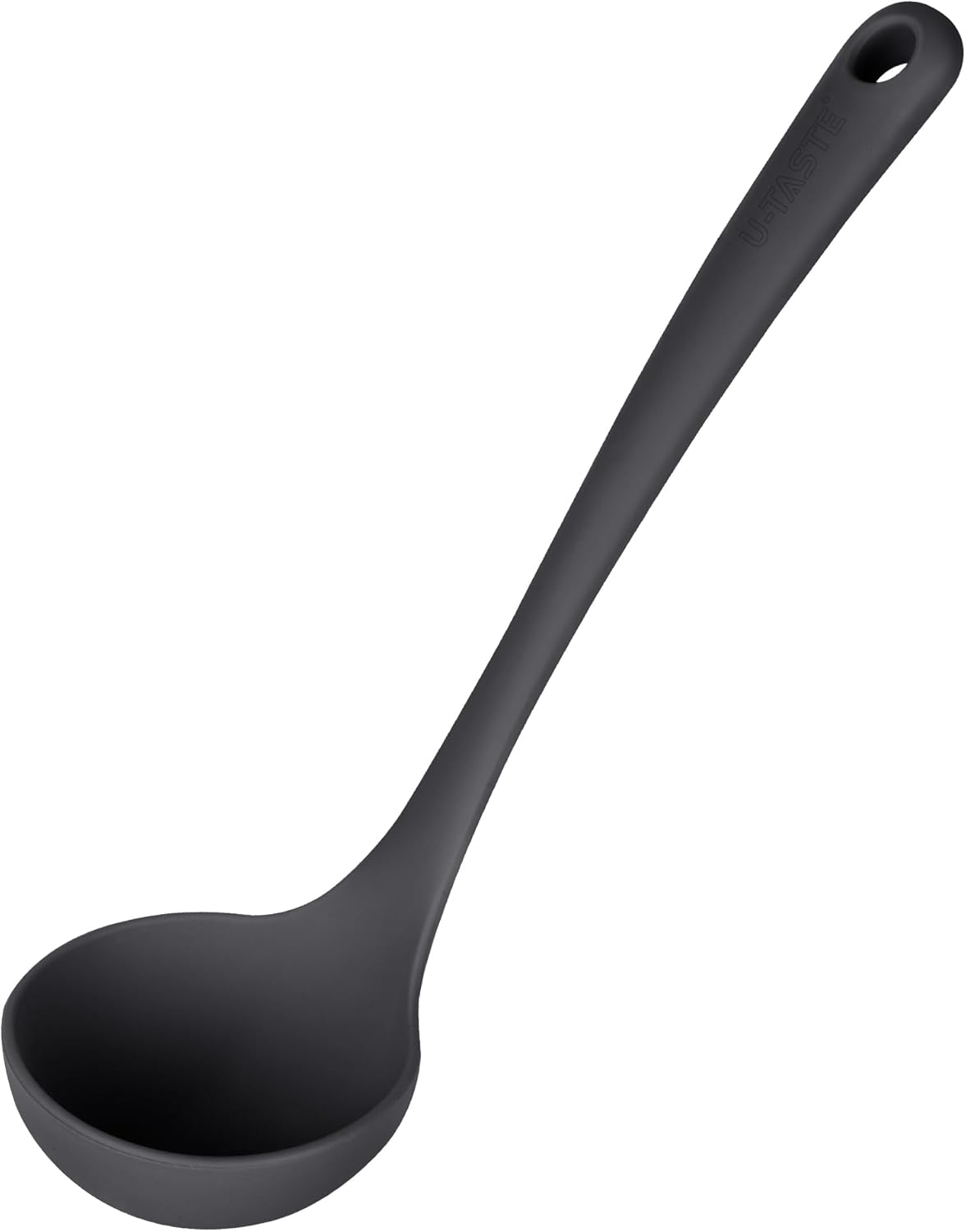 13 inch Silicone Soup Ladle: U-Taste 600ºF Heat Resistant 4 oz Large Non-Stick Seamless Rubber Kitchen Deep Serving Spoon with Non-Slip Solid Long Handle for Cooking Sauce/Stews/Gravies/Chili(Purple)