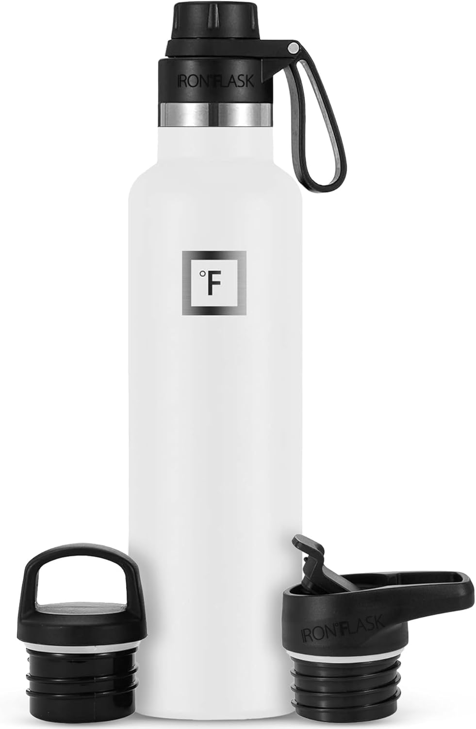 Camping & Hiking Hydration Canteens - 24oz 3 Lids (Narrow Straw/Spout Lid) Leak Proof Vacuum Insulated Stainless Steel - Hot & Cold Double Walled Sports Water Bottle