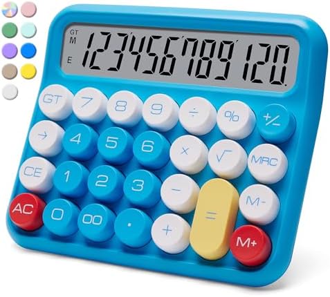 VEWINGL Mechanical Switch Calculator, 12 Digit Large LCD Display and Buttons, Great for Everyday Life and Basic Office Work, with Battery