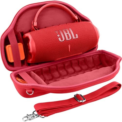co2CREA Case for JBL Charge 6 Waterproof Portable Bluetooth Speaker, Hard Travel Case with Detachable Shoulder Strap (White Case)