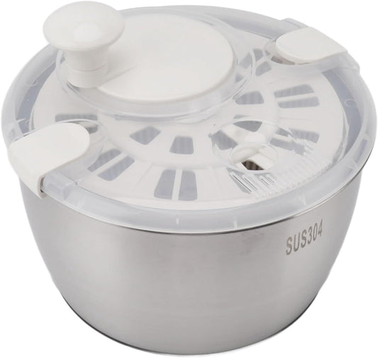 Salad Spinner, Stainless Steel Lettuce Spinner Multi-use Vegetable Washer Dryer Large Fruit Washer Spinner with Drain Bowl for Kitchen