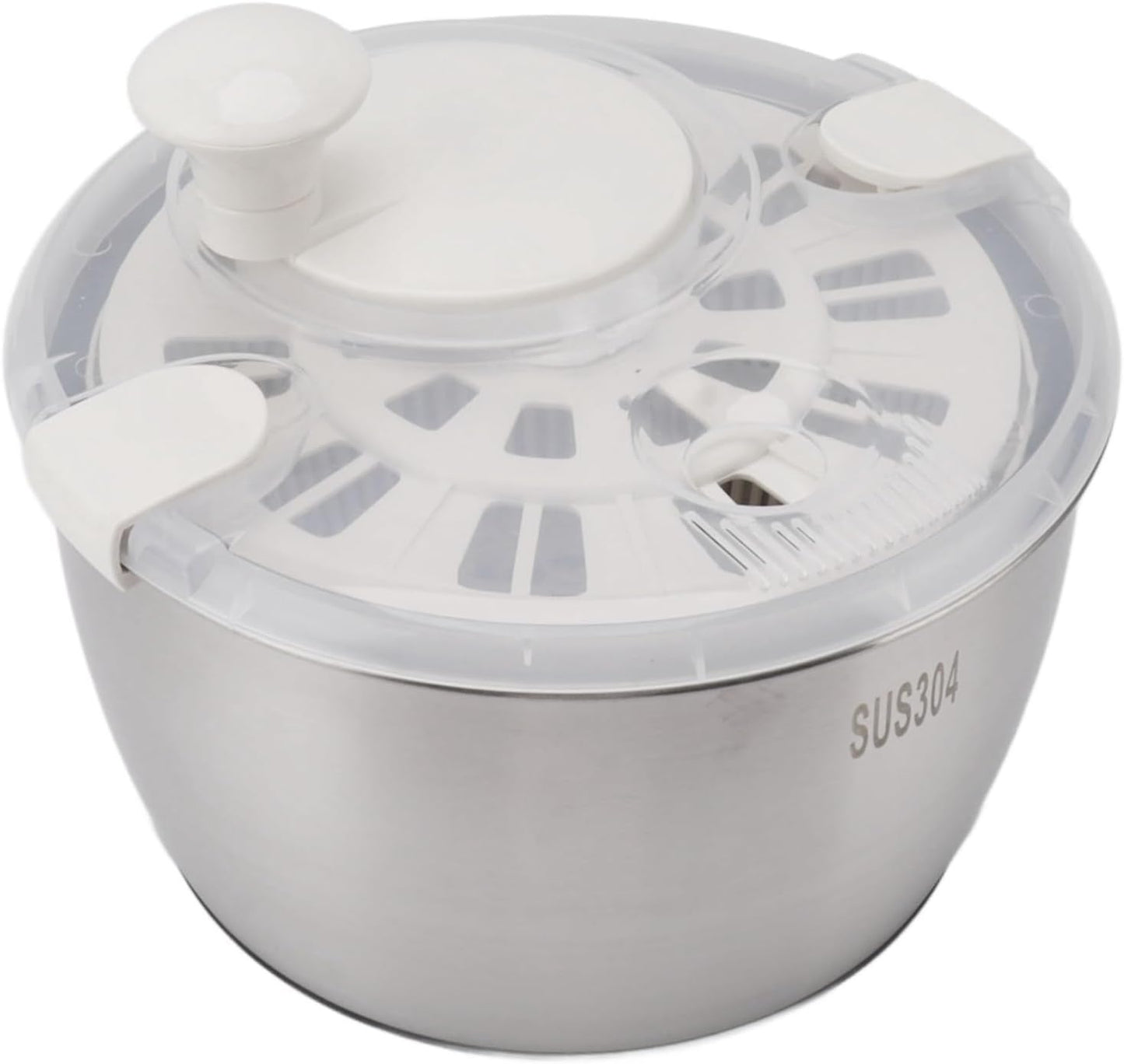 Stainless Steel Salad Spinner, Large Capacity Lettuce Spinner, Manual Rotation Vegetable Dryer Fruit Washer, Double Layer Drain Basket for Kitchen