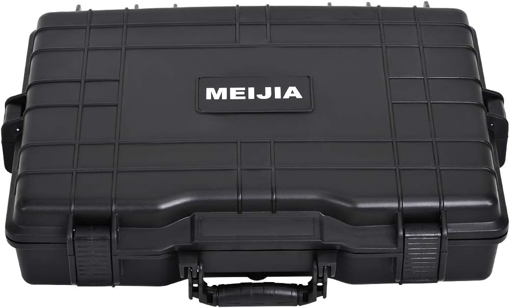 MEIJIA Portable Waterproof Protective Hard Case,Camera Case with Customizable Fit Foam Inserted, Elegant Black (9.17"x 7.56"x4.33")