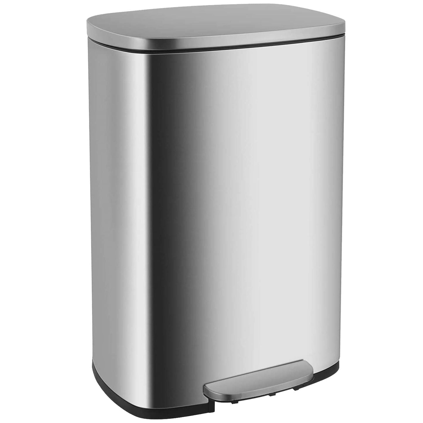13 Gallon/50 L Garbage Can Kitchen Trash Can with Lid for Office Bedroom Bathroom Step Trash Bin Fingerprint-Proof Brushed Stainless Steel