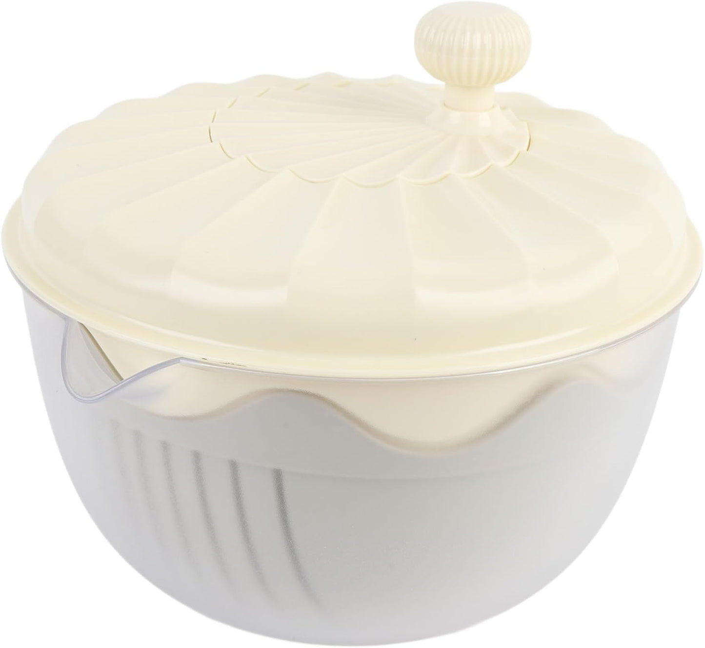 Salad Spinner Efficient Vegetable Washer and Salad Chopper for Home Kitchen Food Grade ABS Safe Material (Beige)