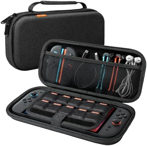 JETech Carrying Case for Nintendo Switch 2 (2025) 7.9 Inch, Hard Shell Portable Travel Bag with 10 Game Card Slots and Accessories Pouch, Lightweight Anti-Scratch Protection (Black)