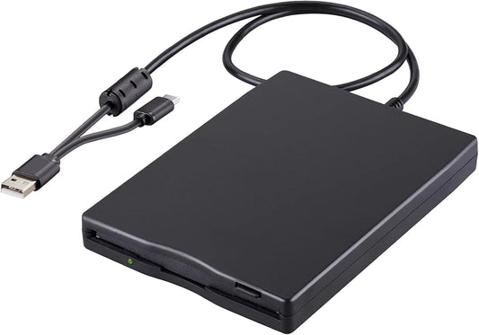 Tendak Floppy Disk Reader, 3.5 inch External USB & Type-C 1.44MB FDD Floppy Disk Drive for Windows 11/10/8/7/2000/XP, Vista, PC, Laptop and Desktop, Plug and Play, Black - PuriLite