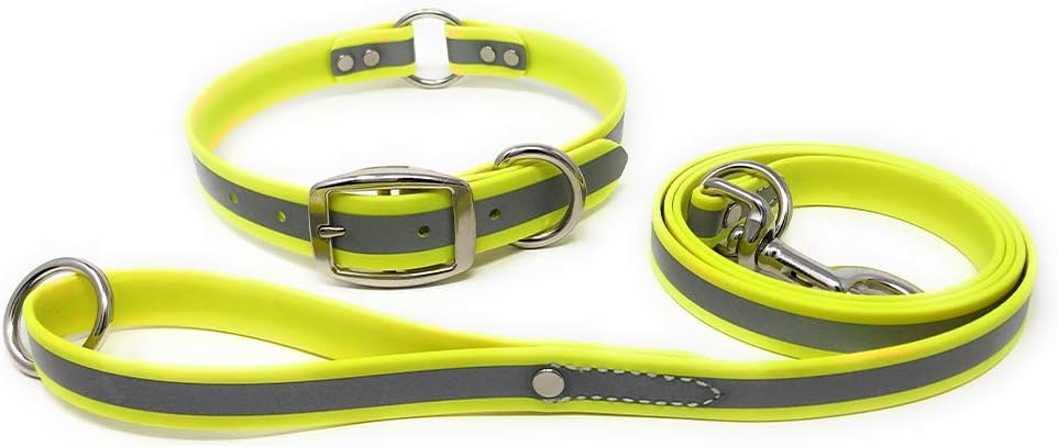 Regal Dog Products Large Pink Heavy Duty Reflective Dog Collar with Center Ring, Metal Buckle and D Ring | Anti-Odor Adjustable Biothane Waterproof Dog Collar | Other Sizes for Small & Medium Dogs