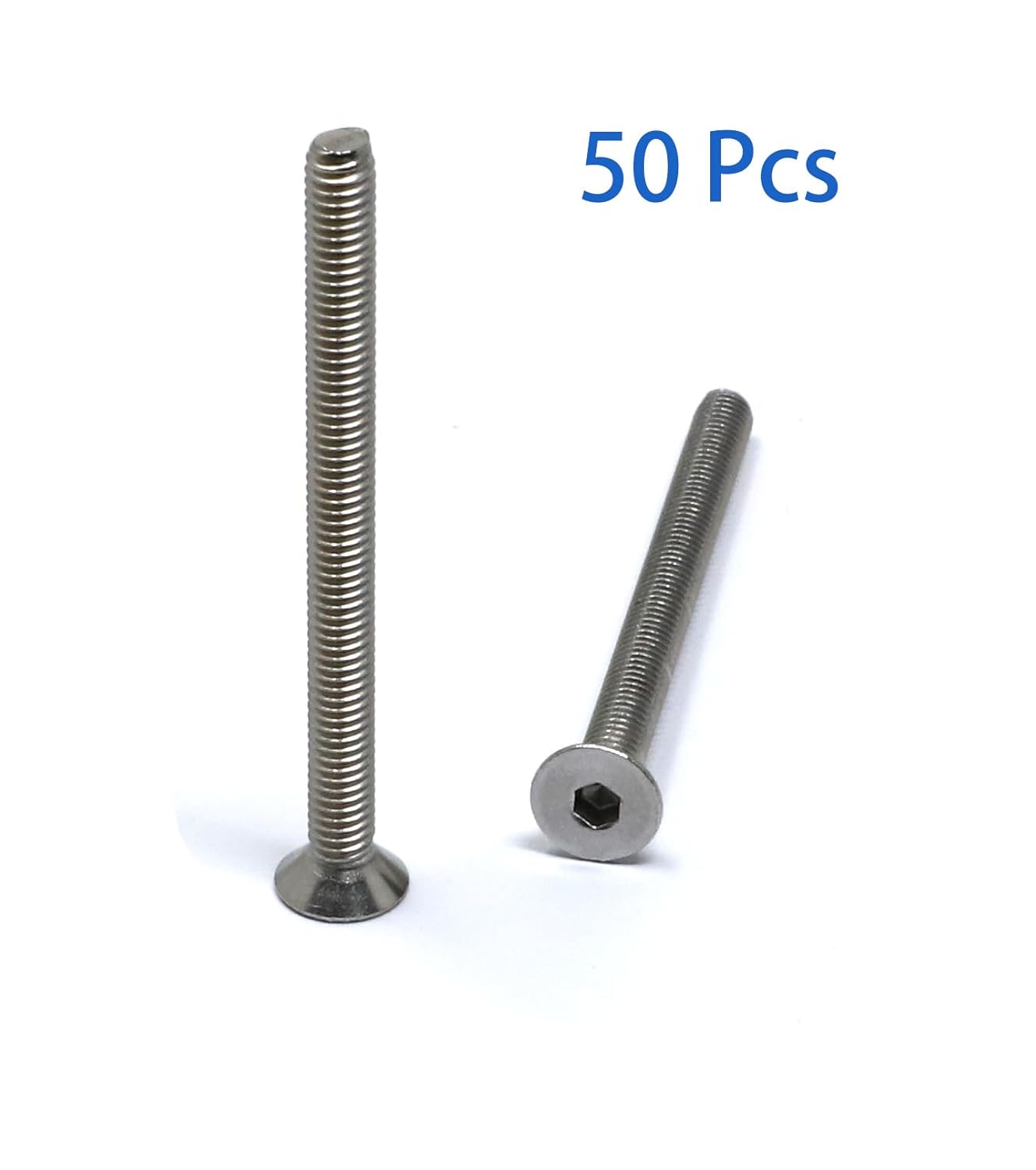 iexcell 5 Pcs M8 x 80mm Thread Pitch 1.25 mm Stainless Steel 304 Hex Socket Flat Head Cap Screws Bolts Kit