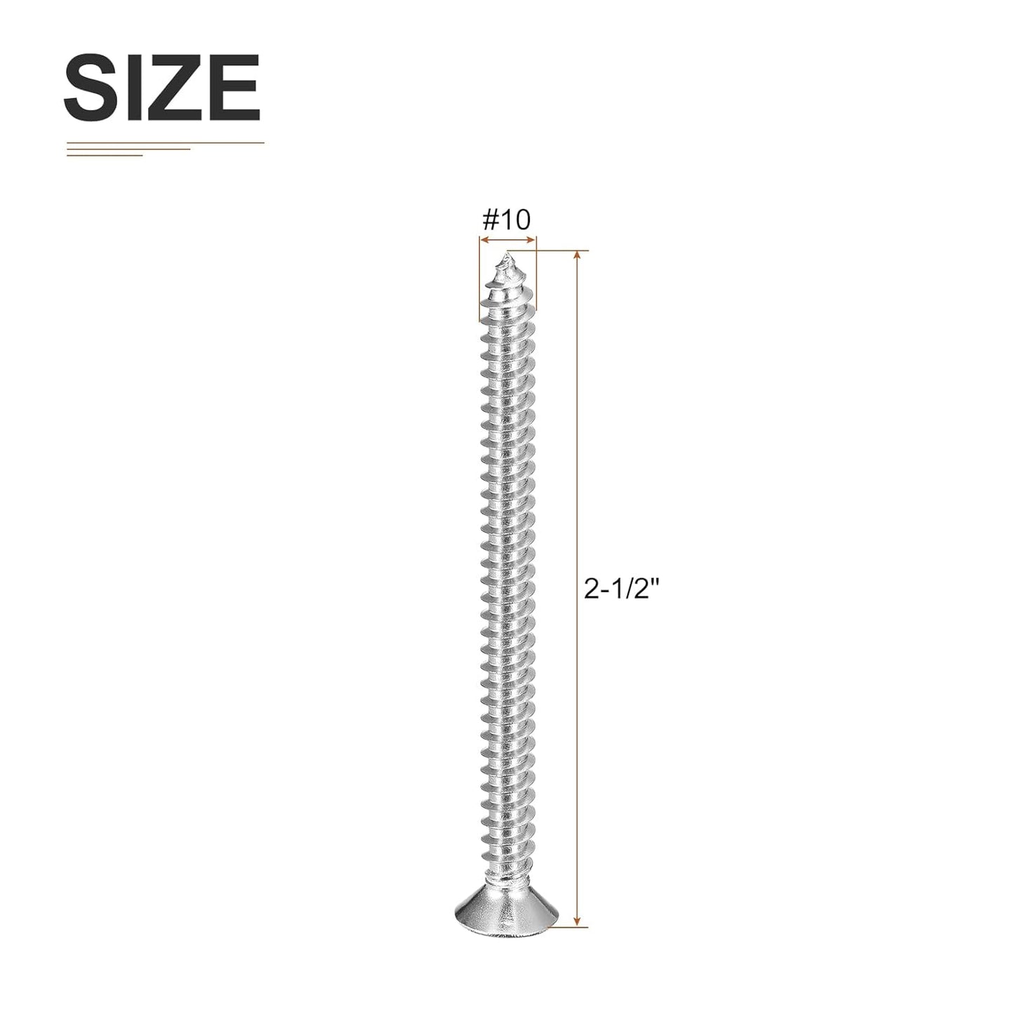DTGN 100Pcs #8x1 Flat Head Wood Screws, 304 Stainless Steel Phillips Self Tapping Screws - Good for Woodworking, Furniture - Silver
