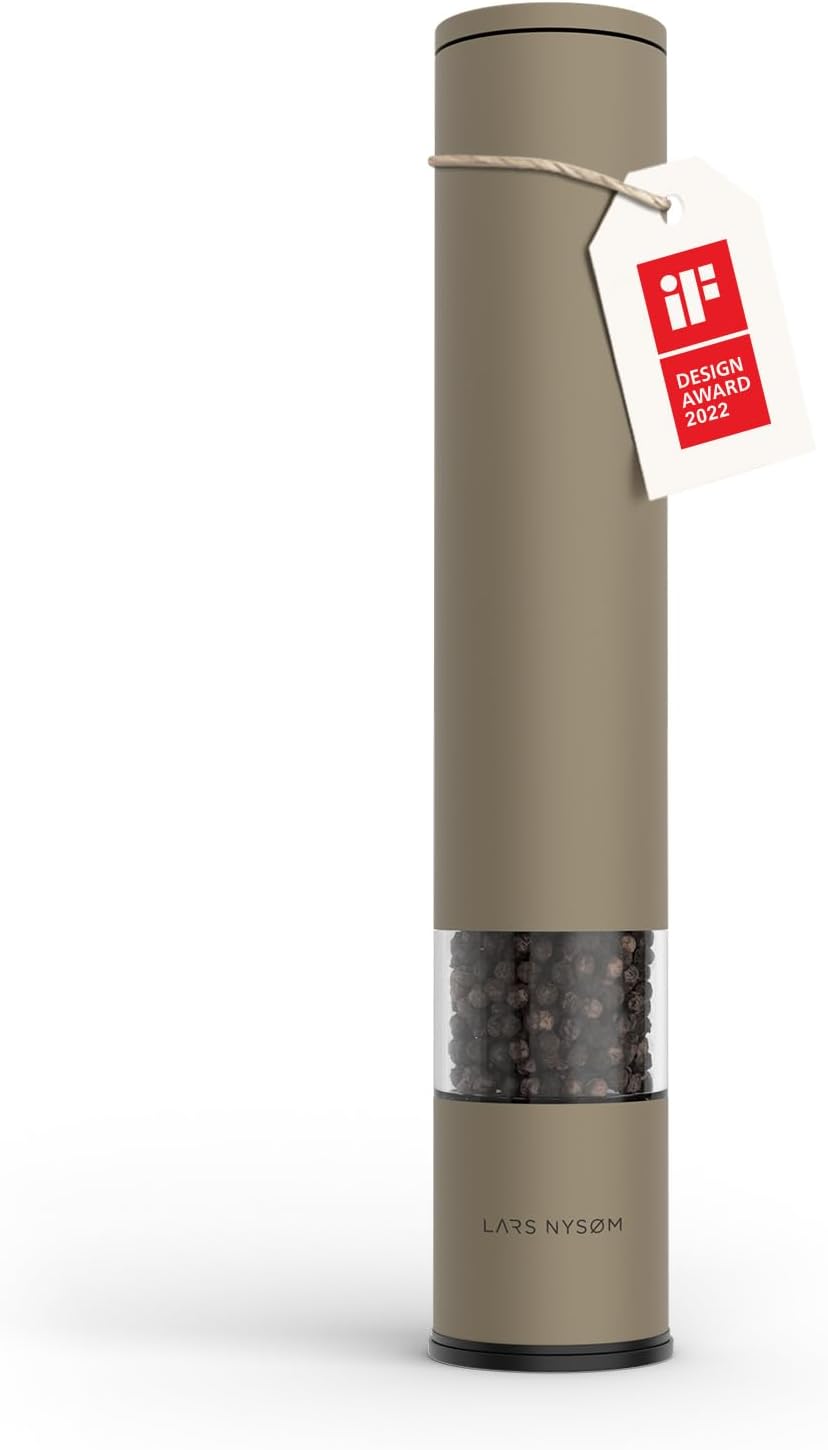 LARS NYSØM Salt and Pepper Mills Set Stainless Steel with Adjustable Ceramic Grinder 2 Pieces I Design Spice Mills Set Manual (Mustard Yellow)