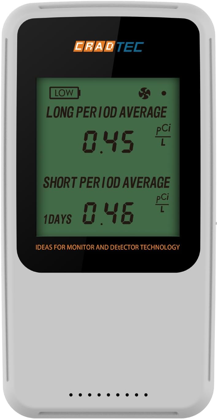 Digital Radon Detector III, Tempered Glass, 300 DPI Screen, Easy to Use, White, Bq/M3, pCi/L, Switchable, 3 AAA Batteries Lasting More Than 1 Year