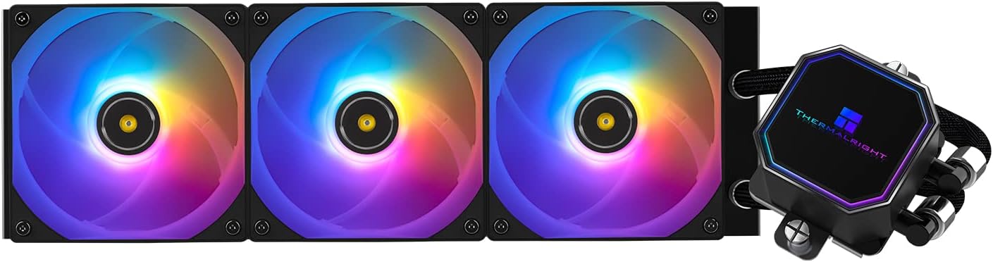 Thermalright Frozen Prism 360 Black AIO Water Cooler,Liquid CPU Cooler, 3×120mm PWM Fans Water Cooling System,1850RPM High Speed,Compatible with AMD/AM4/AM5&Intel LGA1151/1200/2066/1700