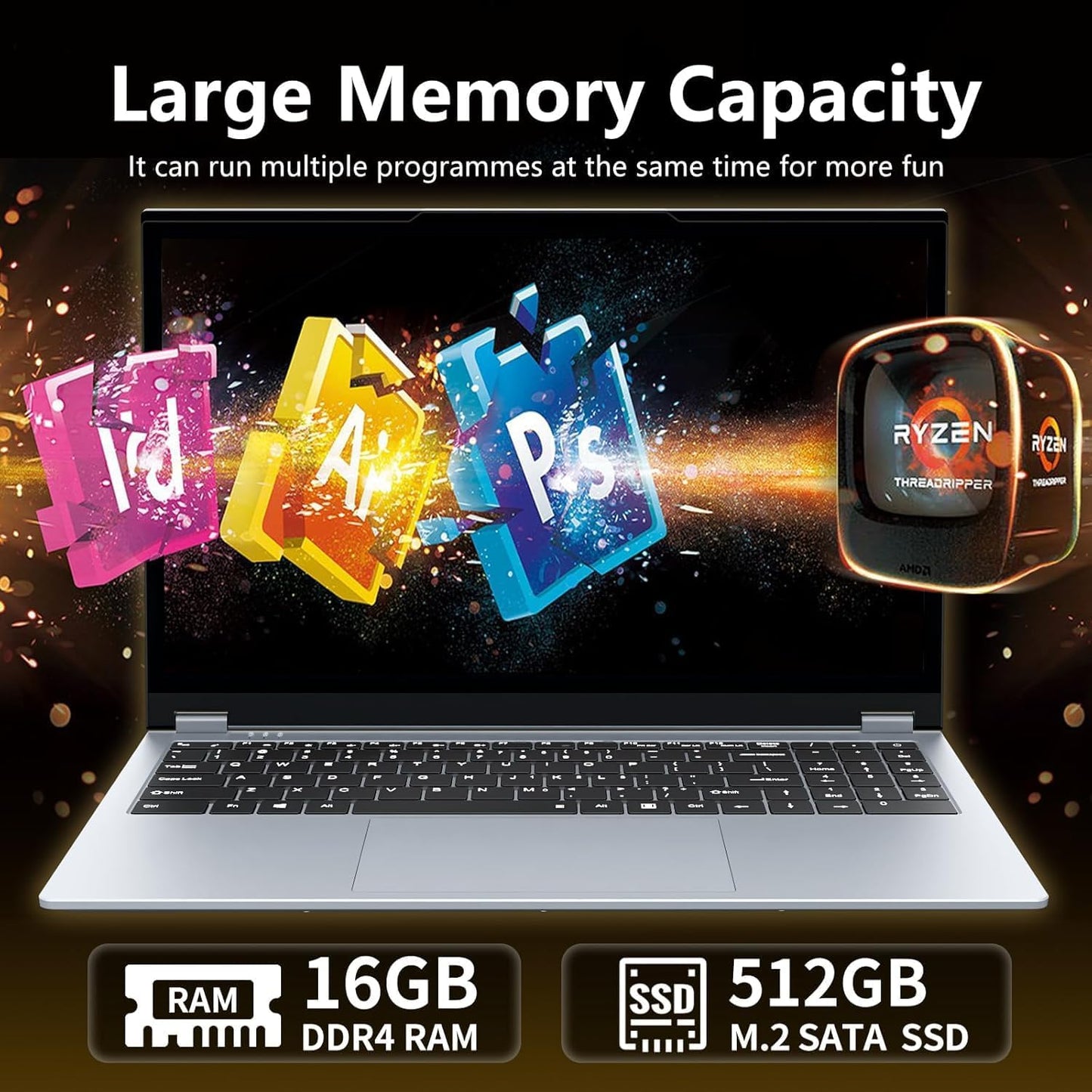 15.6 Inch 2 in 1 Gaming Laptop, Touchscreen Laptop Computer with AMD R3-3200U CPU (up to 3.5GHz) 16GB RAM 512GB SSD Laptops RJ45 WIFI5 BT5.1 HDMI Backlit Keyboard AMD Radeon Vega 3 Win 11 Pro