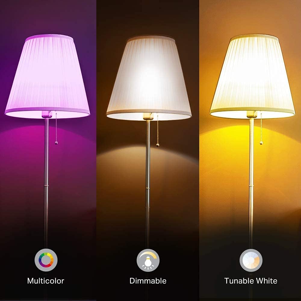 Kasa Smart Light Bulbs, Full Colour Changing Dimmable Smart WiFi Bulbs Compatible with Alexa and Google Home, A19, 9W 800 Lumens,2.4Ghz only, No Hub Required, 2-Pack (KL125P2), Multicolour