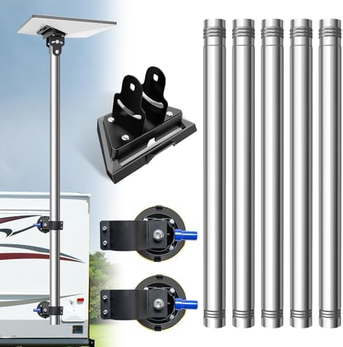 Starlink Mini Pole Mount, Lymorexan 8 Ft Starlink Mimi Mounting Kit with RV Ladder Mount, Removable Stainless Steel Pole, Fits 1 inch Ladder Rails Accessories Suitable for RV, Van, Truck