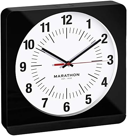 Marathon Studio Edition Jumbo 12 Inch Analog Wall Clock with Auto Back Light. Easy to Read Classic Dial with 12 and 24-Hour Scale - Batteries Included - CL030057-WH-WS-NA (White Case/White Dial)