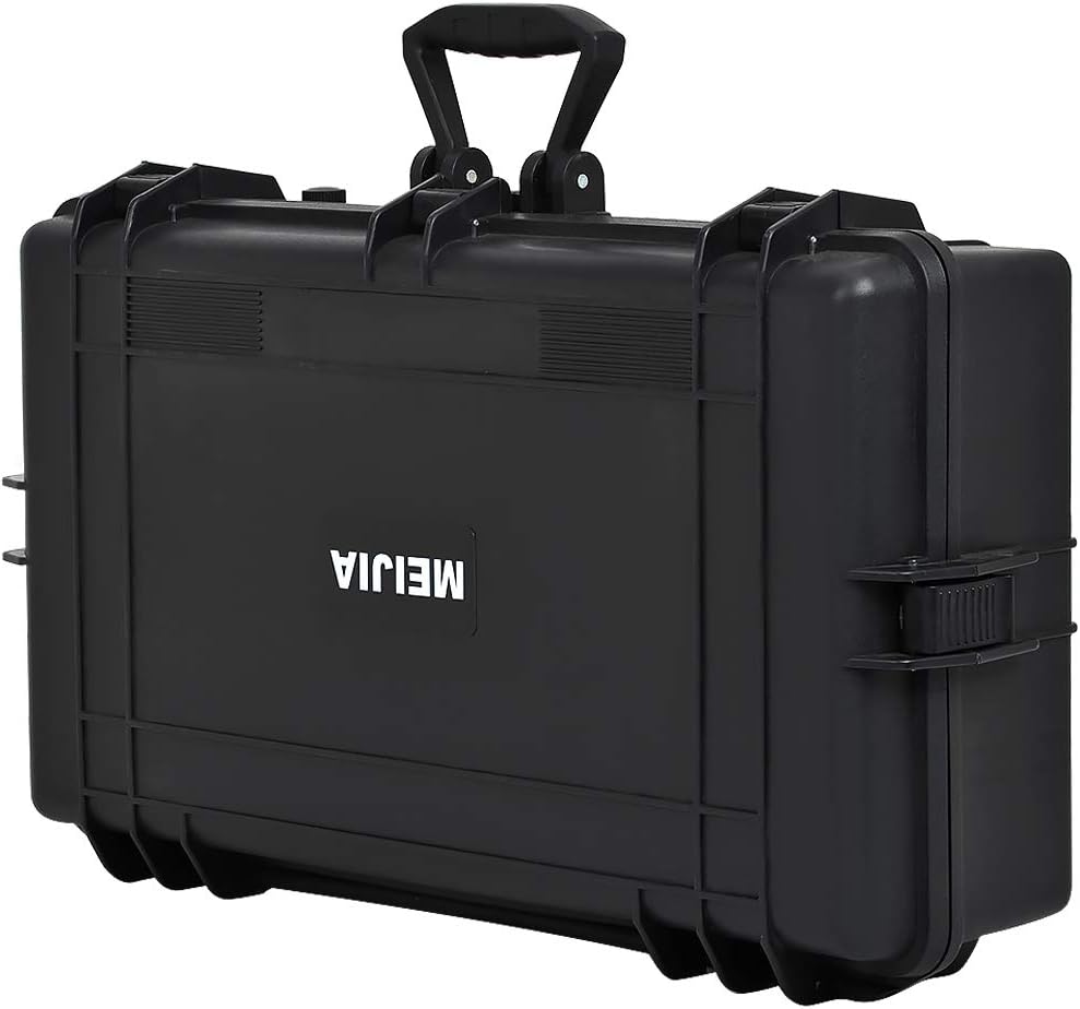 MEIJIA Portable Waterproof Protective Hard Case,Camera Case with Customizable Fit Foam Inserted, Elegant Black (9.17"x 7.56"x4.33")