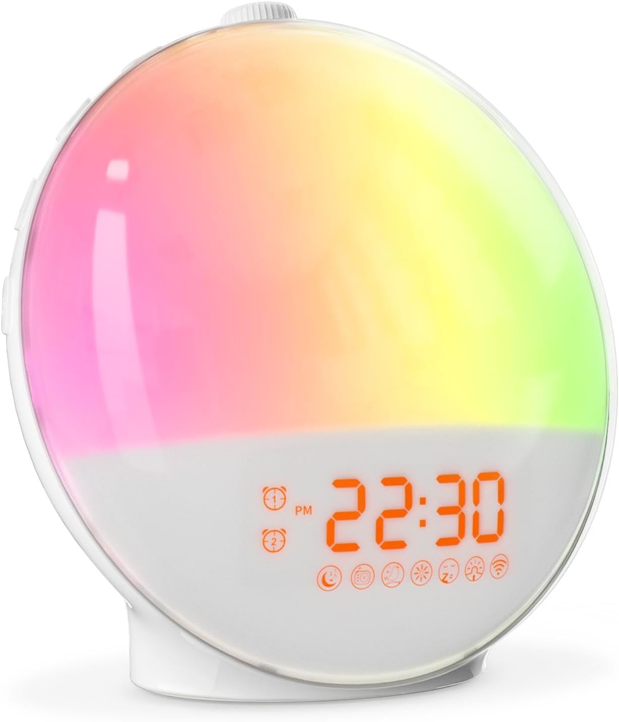 Sunrise Alarm Clock for Heavy Sleepers, Wake Up Light with Sunrise/Sunset Simulation, Dual Alarms & Natural Sounds, Snooze & Sleep Aid, FM Radio, 7 Colors Night Light for Bedroom, Ideal for Gift