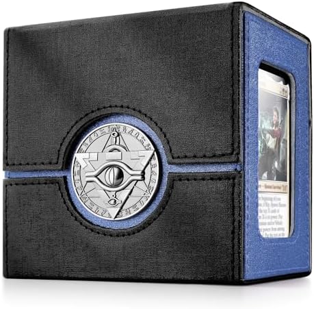 Kabinka Commander Deck Box for MTG with Metal Emblem, Card Deck Box with Dice Tray, Hold 100 Double-Sleeved Cards for TCG/PTCG, Cards Storage Case, 35PT Magnetic Card Holder (Black& Purple, Lotus)