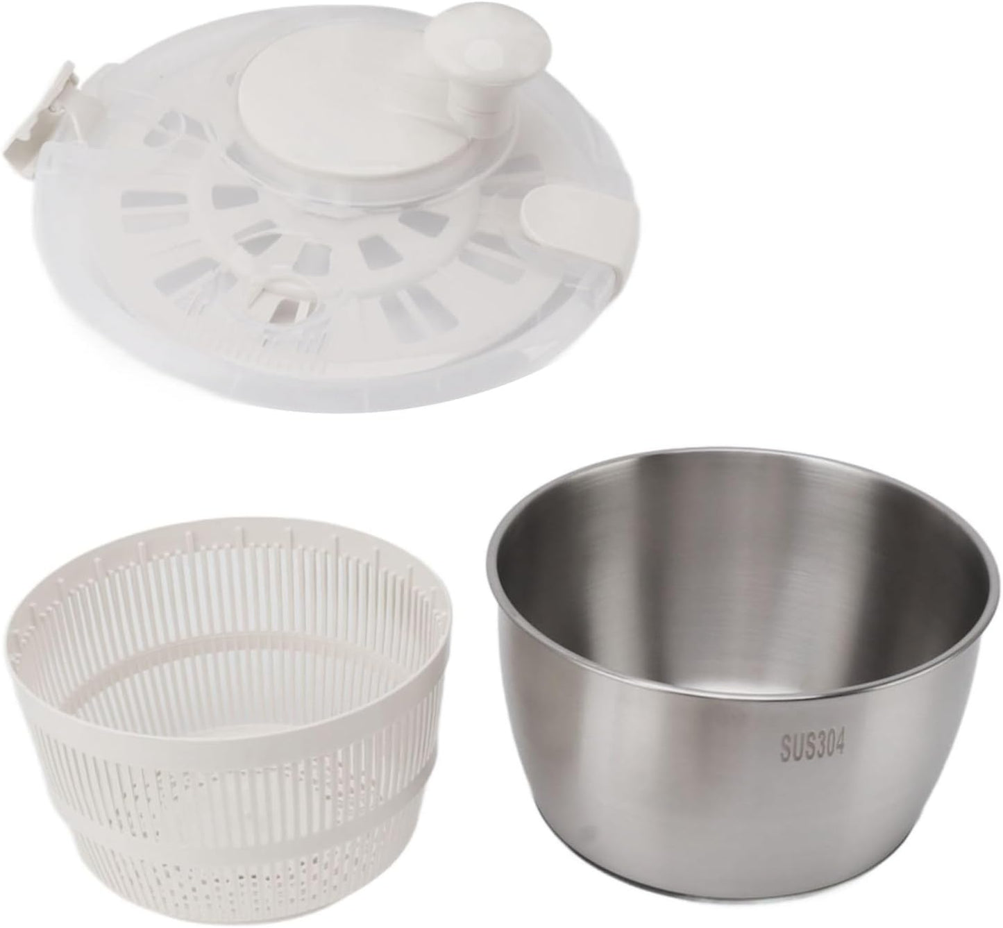 Zerodis Stainless Steel Salad Spinner Multifunctional Large Capacity Lettuce Spinner Vegetable Dryer for Quick Drying Fruits and Vegetables