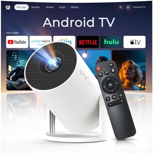 Mini Projector with WiFi and Bluetooth Built-in Android 11, 1080P 4K Support Portable Projector LYNCAST 180°Rotatable Upgrade HY300pro+ Projector for Home,Outdoor Use OptiBarrel 005