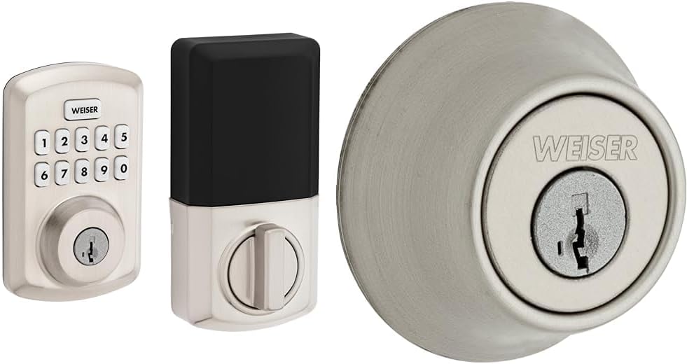 Weiser Powerbolt 3 Matte Black Keyless Entry Door Lock/Deadbolt Lock, 10-Button Keypad Door Lock with Auto Lock and 12-Month Battery Life, Electronic Door Locks for Front Door, Home Décor
