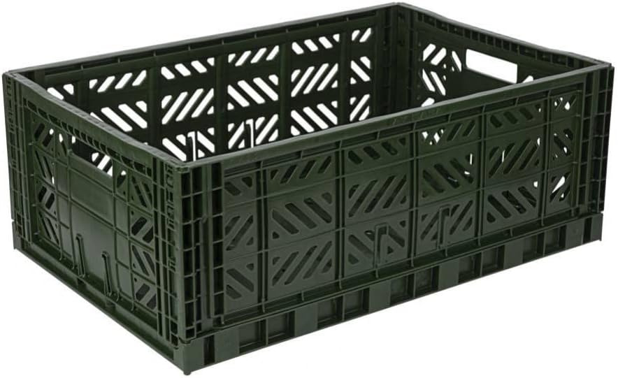 AYKASA Collapsible Storage Bins, Plastic Crate for Storage, Collapsible Crate, Utility Stackable Box (Small, Arctic blue)