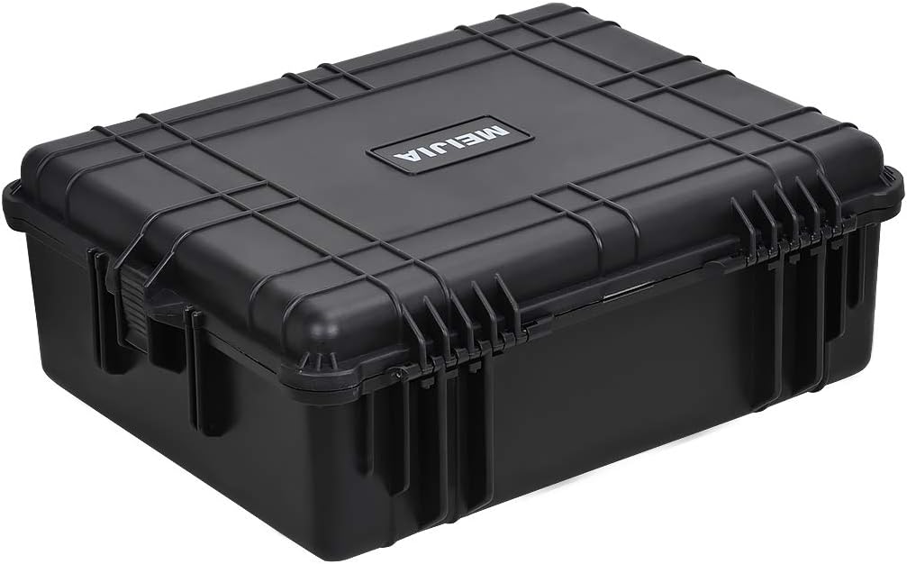 MEIJIA Portable Waterproof Protective Hard Case,Camera Case with Customizable Fit Foam Inserted, Elegant Black (9.17"x 7.56"x4.33")
