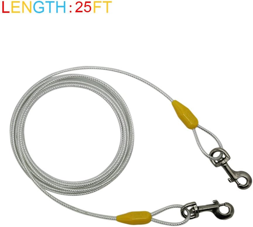 Petest 25ft Reflective Tie-Out Cable for Small Dogs Up to 35 Pounds